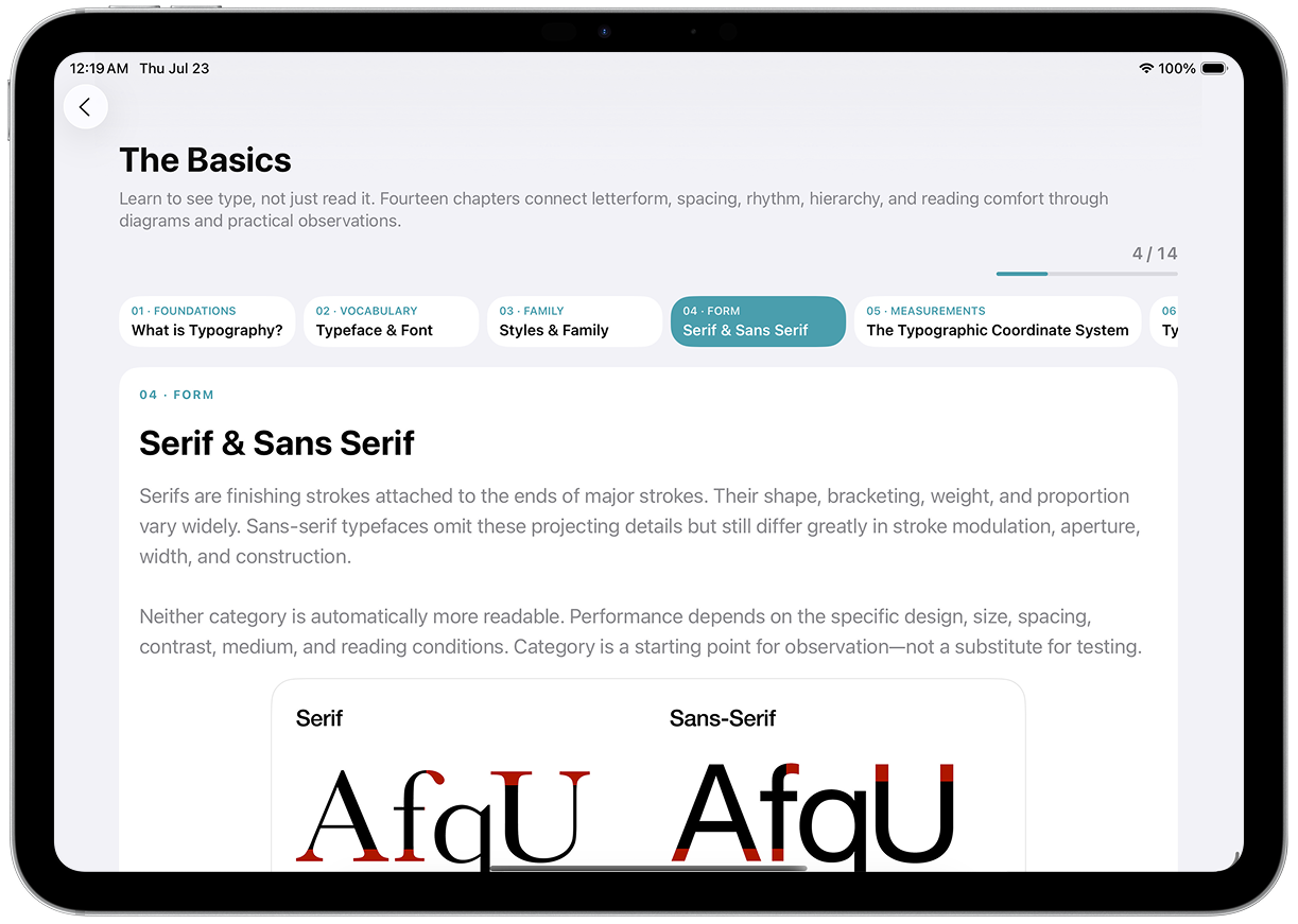 Typography Insight iPad screen 3
