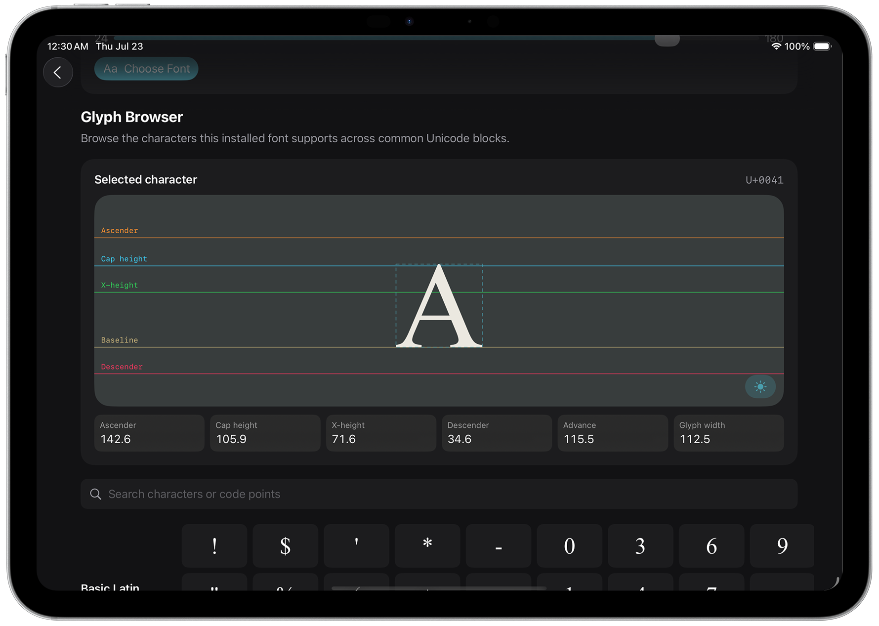 Typography Insight iPad screen 7